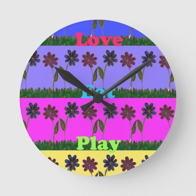 Hakuna Matata Liebe Eat Play.png Runde Wanduhr (Vorderseite)