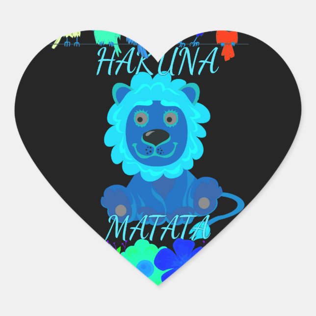 Hakuna Matata Lion Art Print Herz-Aufkleber (Vorderseite)