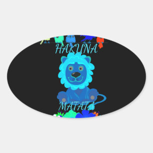 Hakuna Matata Lion Art Print Ovaler Aufkleber