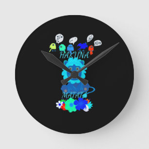 Hakuna Matata Lion Art Print Runde Wanduhr
