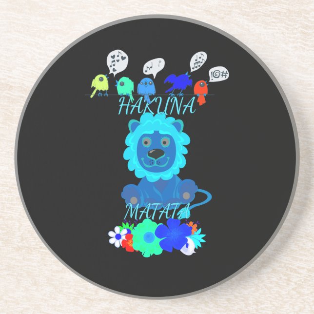 Hakuna Matata Lion Art Print Sandstein Untersetzer (Vorne)