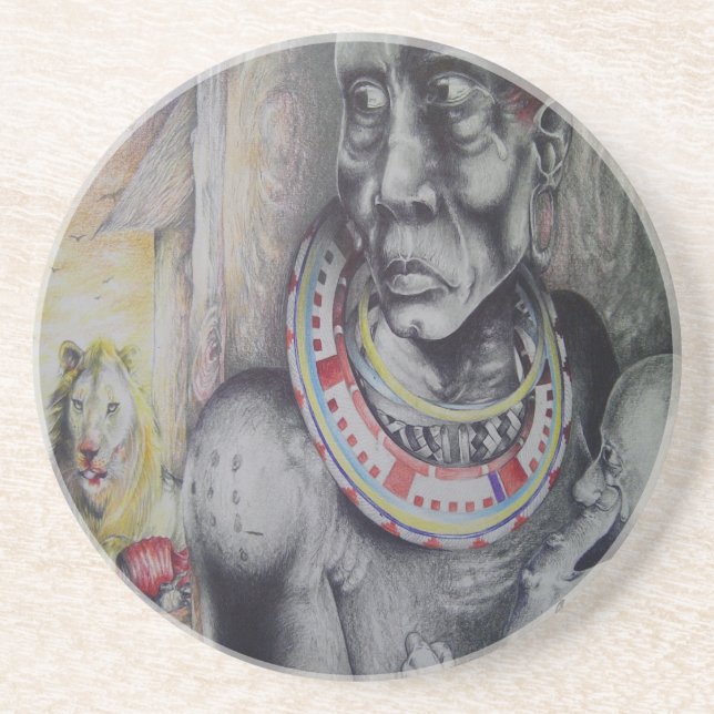 Hakuna Matata Masai Sandstone Untersetzer (Vorne)