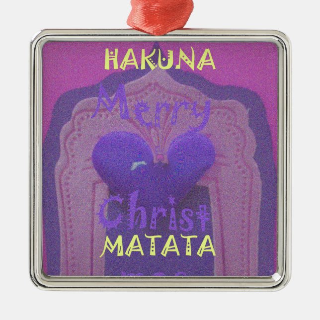 Hakuna Matata Merry Christmas Liebe Design.jpg Silbernes Ornament (Vorne)