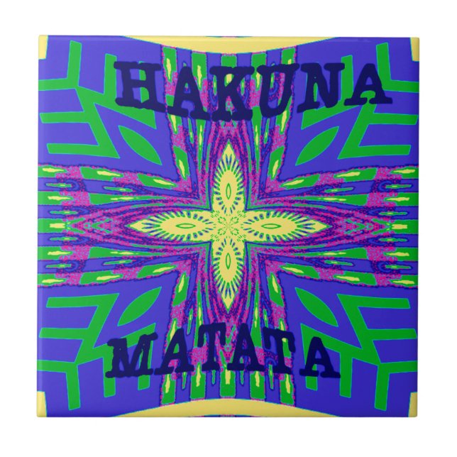 Hakuna matata Mombasa Kanga Fliese (Vorderseite)