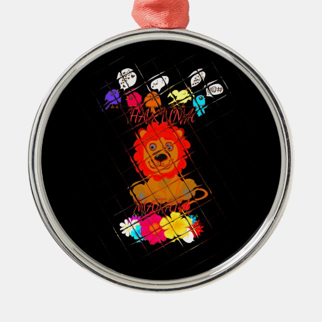 Hakuna Matata niedlicher Löwenkönig Silbernes Ornament (Vorne)
