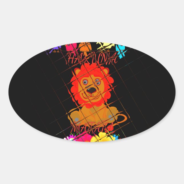 Hakuna Matata niedliches Baby-Löwe-Königsdesign Ovaler Aufkleber (Vorderseite)