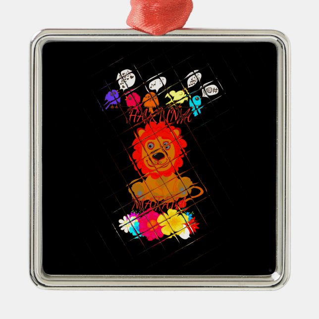 Hakuna Matata niedliches Baby-Löwe-Königsdesign Silbernes Ornament (Vorne)