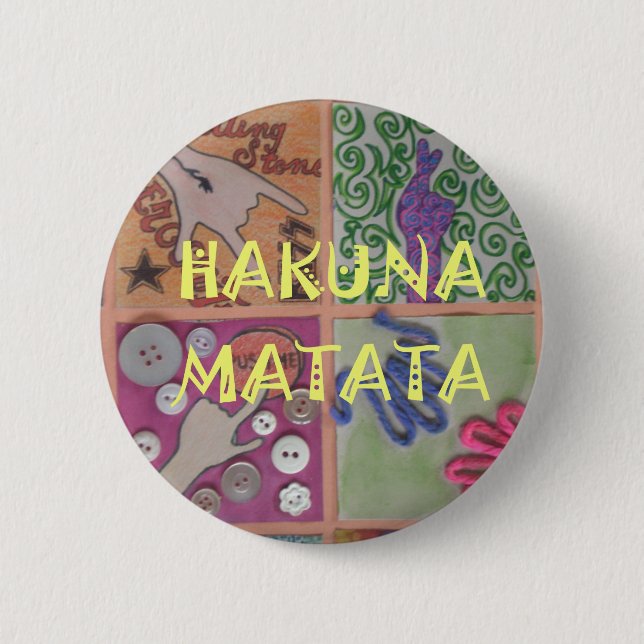 Hakuna Matata niedliches phantastisches Kunstwerk. Button (Vorderseite)