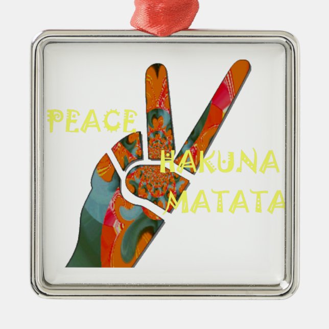 Hakuna Matata Peace Silbernes Ornament (Vorne)