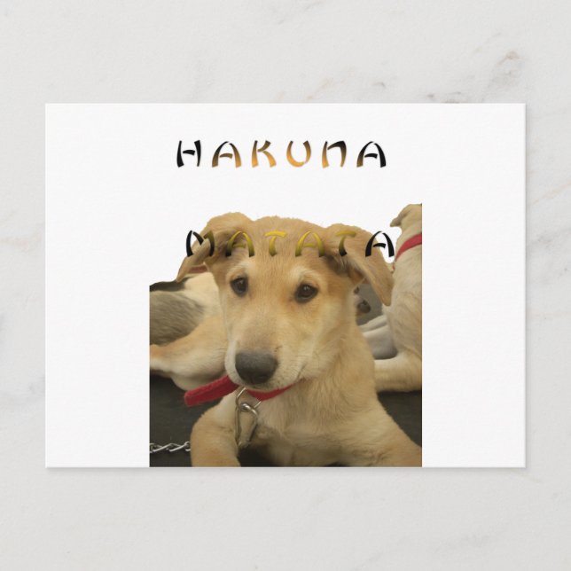 "Hakuna Matata Pup" - Worry-free Puppy Liebe Postkarte (Vorderseite)