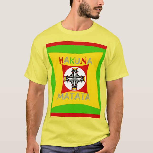 Hakuna Matata Rasta Color Red Golden Green T-Shirt (Vorderseite)