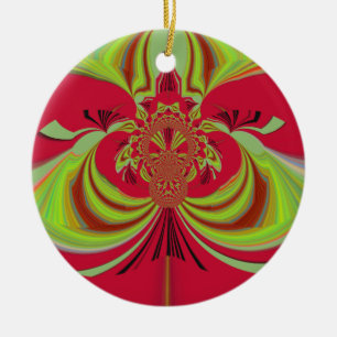 Hakuna Matata rotes gelbes Design Keramik Ornament