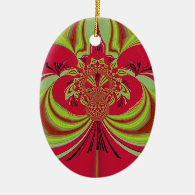 Hakuna Matata rotes gelbes Design Keramik Ornament (Vorne)