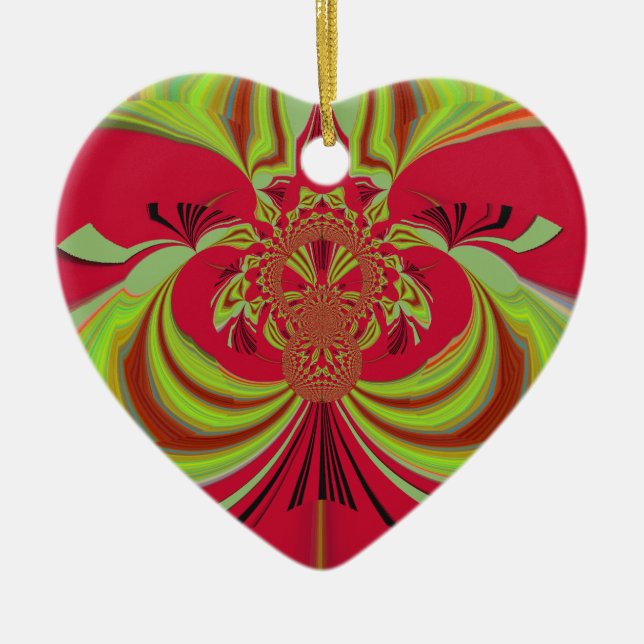 Hakuna Matata rotes gelbes Design Keramikornament (Vorne)