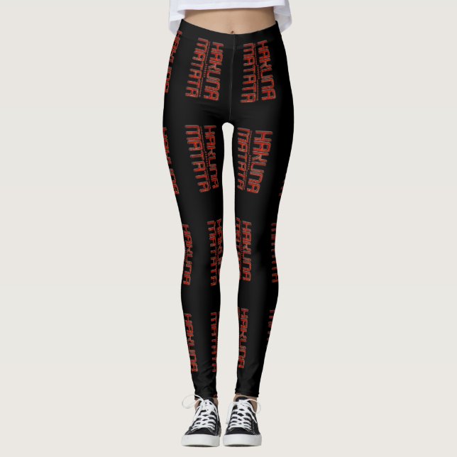 Hakuna Matata Rotes Schwarzes Wochenende Lounges s Leggings (Vorderseite)