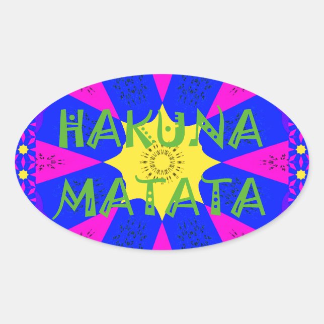 Hakuna Matata Schöne Phantastische Designfarben Ovaler Aufkleber (Vorderseite)