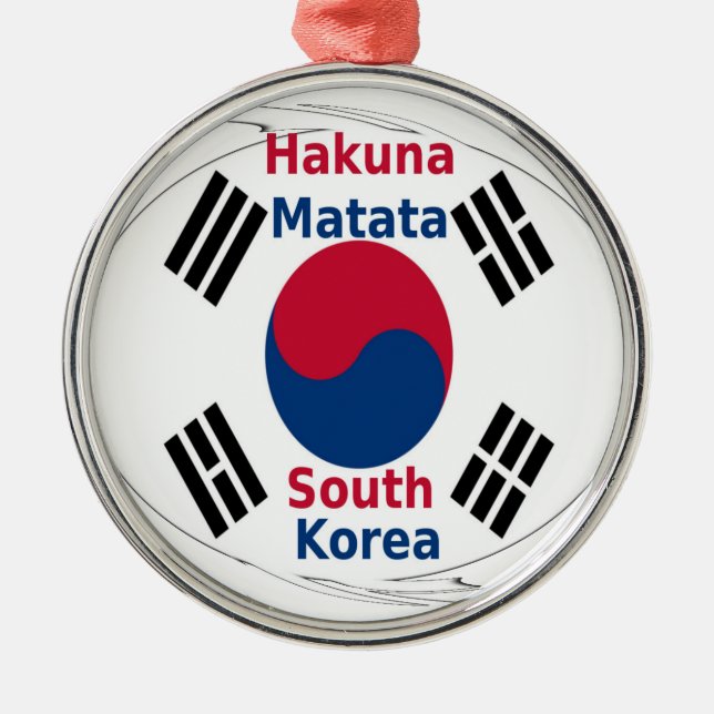 Hakuna Matata Südkorea Art Print/Graphic Silbernes Ornament (Vorne)