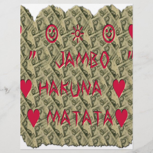 Hakuna Matata Talk Money Art Print Design Briefbogen (Vorderseite)