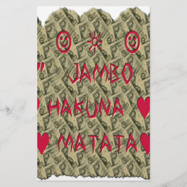 Hakuna Matata Talk Money Art Print Design Briefpapier (Vorderseite)