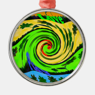 Hakuna Matata Tsunami Liebe Wave Colors.png Silbernes Ornament