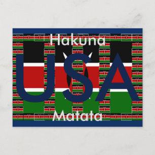 Hakuna Matata USA Kenia Rot grüne Postkarte