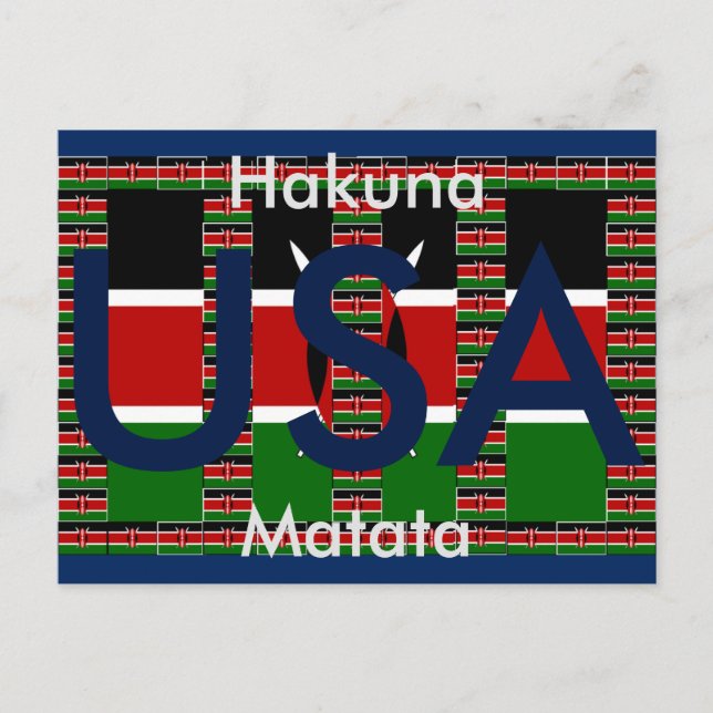 Hakuna Matata USA Kenia Rot grüne Postkarte (Vorderseite)