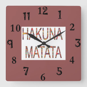 Hakuna Matata Vintage afrikanische traditionelle F Quadratische Wanduhr