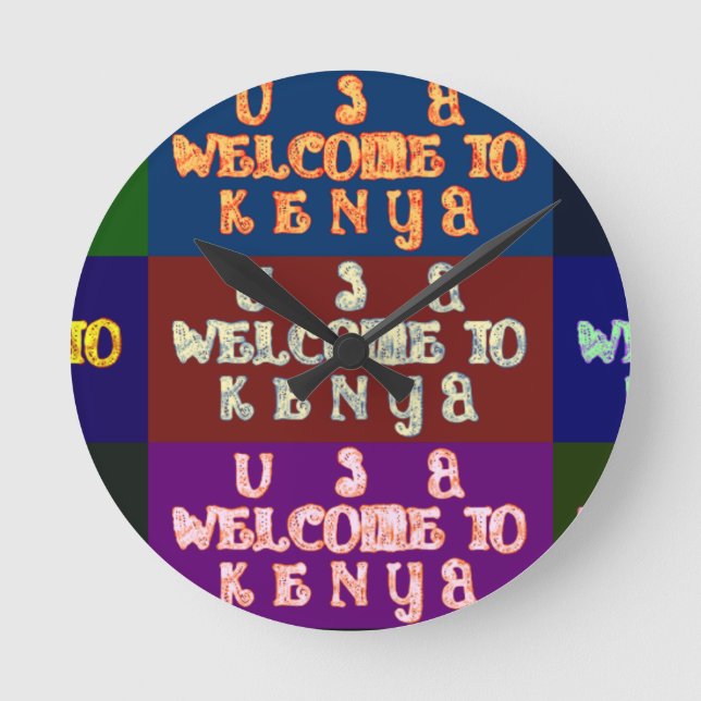 Hakuna Matata Welcome to Kenya.png Runde Wanduhr (Vorderseite)