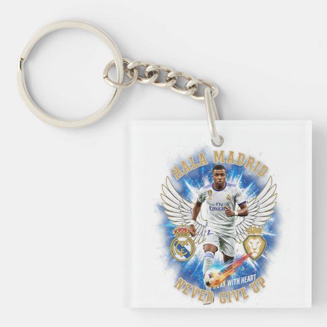 Hala Madrid Never Give Up Acrylic Keychain Schlüsselanhänger (Vorderseite)