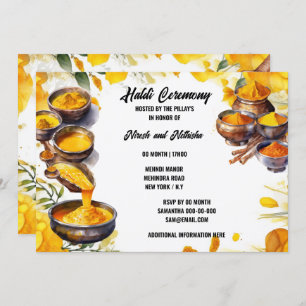 Haladi Gewürzzeremonie Indische traditionelle Hoch Einladung