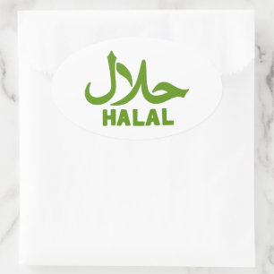 Halal Englisch Arabisch Geschäft Ovaler Aufkleber