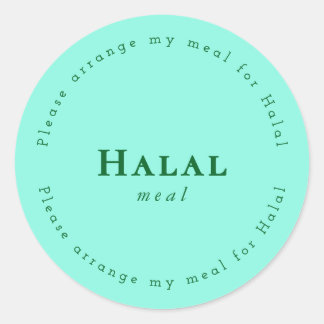 Halal meal Request Sticker, Light Green Runder Aufkleber