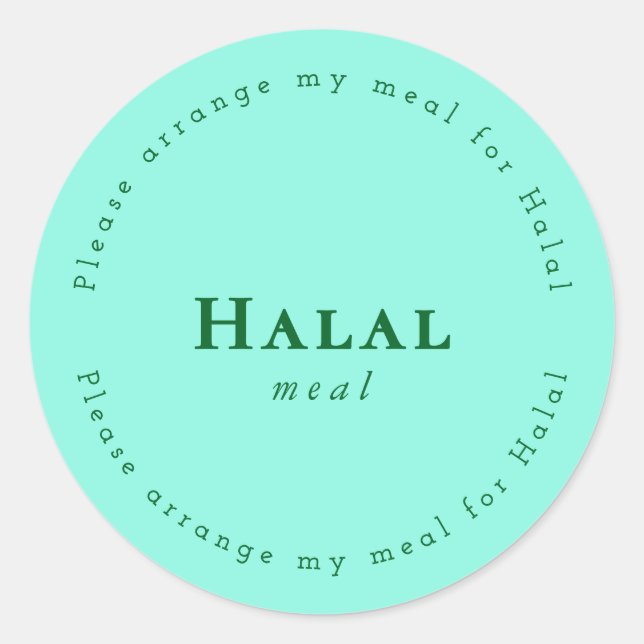 Halal meal Request Sticker, Light Green Runder Aufkleber (Vorderseite)