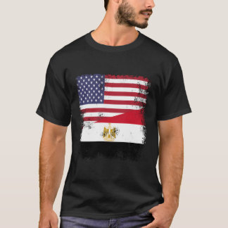 Halb ägyptische Flagge Vintage Ägypten USA Geschen T-Shirt