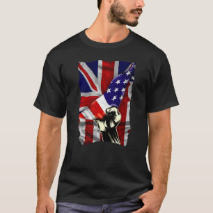 Halb American Flag British ROOTS USA Flag Vereinig T-Shirt