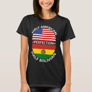 Halb-Amerikaner Halb-Bolivianer Flaggenwurzeln der T-Shirt