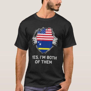 Halb Amerikaner Halb Curaçaoer USA Curaçao Flagge  T-Shirt