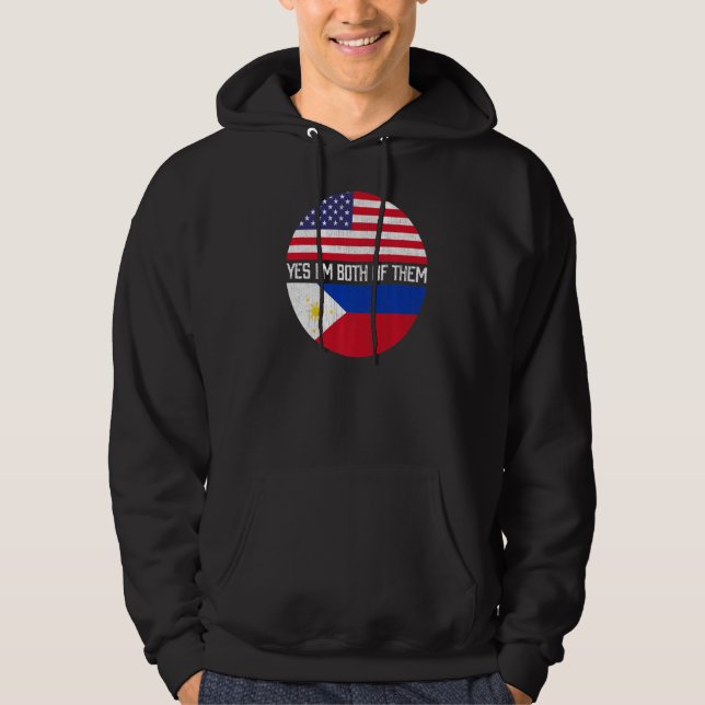 Halb Amerikaner Halb Filipino USA Flaggenfamilie H Hoodie (Vorderseite)