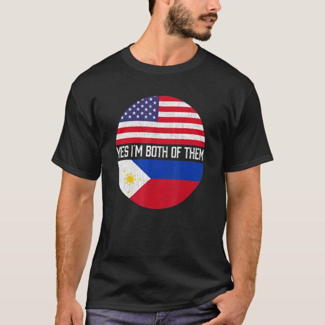 Halb Amerikaner Halb Filipino USA Flaggenfamilie H T-Shirt (Vorderseite)