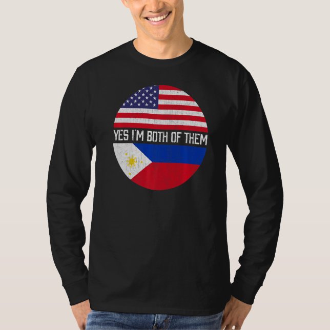Halb Amerikaner Halb Filipino USA Flaggenfamilie H T-Shirt (Vorderseite)