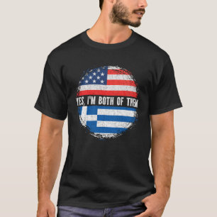 Halb-Amerikaner halb griechisch USA Flagge Grieche T-Shirt