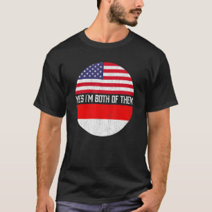 Halb Amerikaner halb indonesische Flaggenfamilie H T-Shirt
