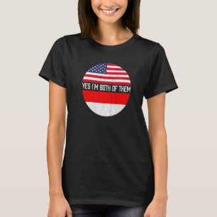 Halb Amerikaner halb indonesische Flaggenfamilie H T-Shirt