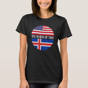 Halb-Amerikaner Halb-Isländer Flaggenfamilie Herit T-Shirt