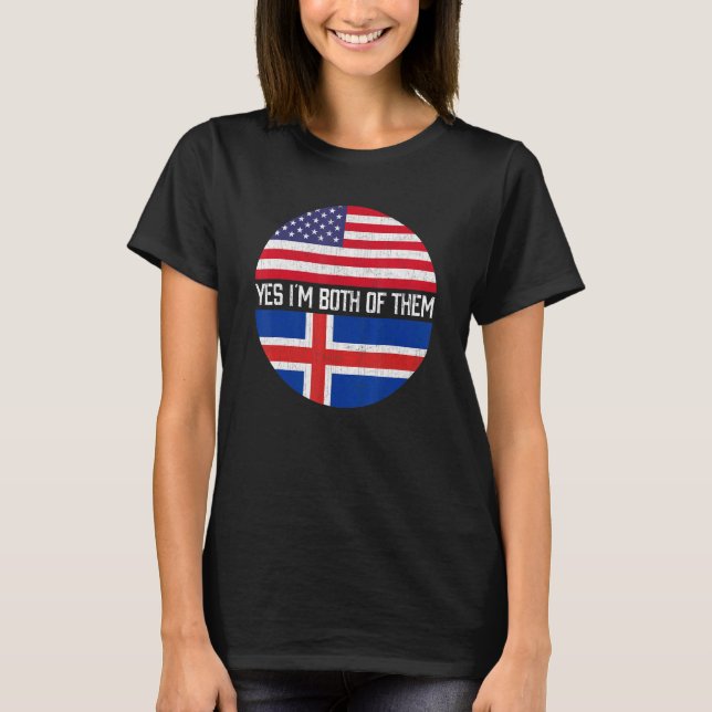 Halb-Amerikaner Halb-Isländer Flaggenfamilie Herit T-Shirt (Vorderseite)