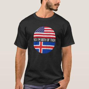 Halb-Amerikaner Halb-Isländer Flaggenfamilie Herit T-Shirt