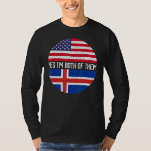 Halb-Amerikaner Halb-Isländer Flaggenfamilie Herit T-Shirt