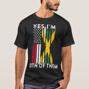 Halb Amerikaner halb jamaikanische Flagge Jamaika  T-Shirt