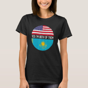 Halb Amerikaner Halb kasachische Flagge Familie Er T-Shirt
