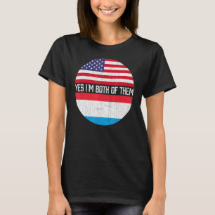 Halb Amerikaner Halb Luxemburg Root USA Flaggenfam T-Shirt